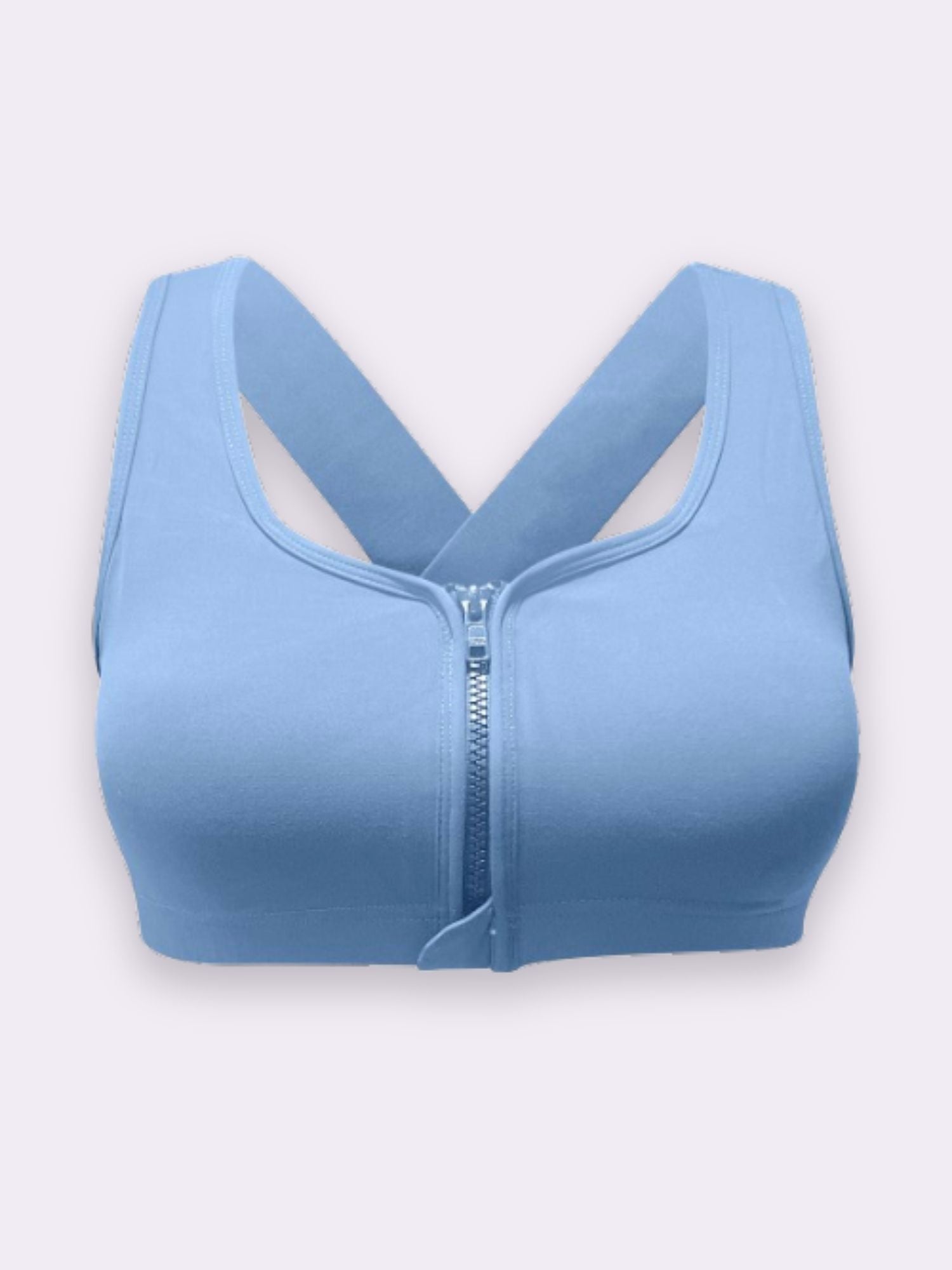 Front-zip Easy-strip Top - Baby Blue